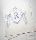 Blue Bow Monogrammed Napkins Blue Bow Baby Shower Blue Bow Birthday Party Bridal Personalized Cocktail, Luncheon or Dinner Napkins Set of 25
