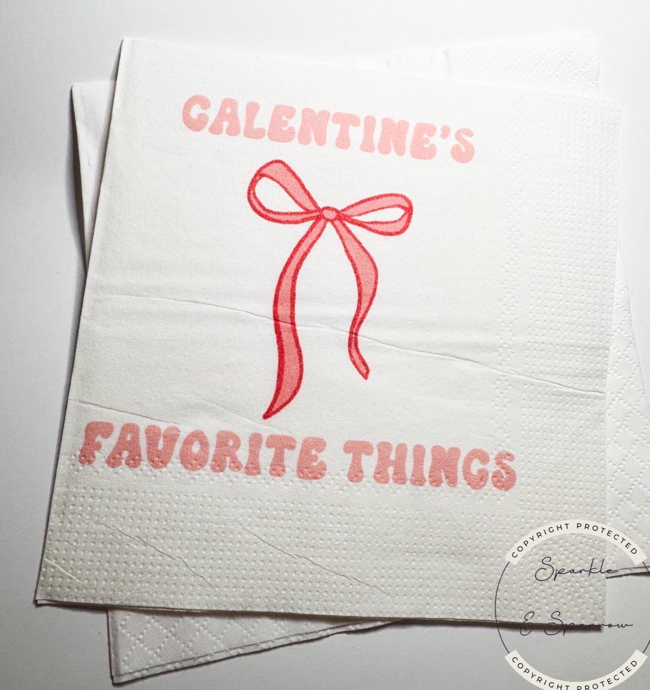 Favorite Things Party Galentines Day Brunch Pink Red Bow Galentine's Valentines Day Party Cocktail, Luncheon or Dinner Napkins, Set of 25