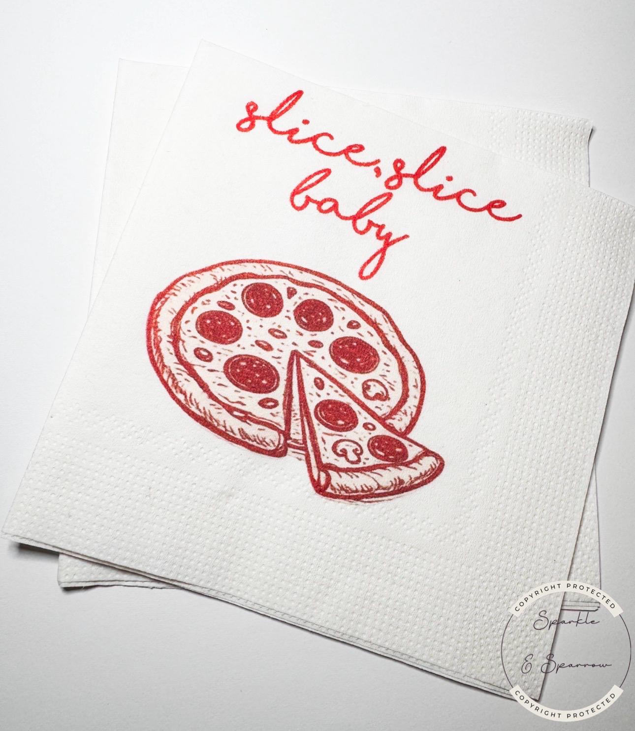 Slice Slice Baby Ciao Baby Red Pizza Baby Shower Ciao Bambino Shower Italian Baby Shower Cocktail, Luncheon or Dinner Napkins Set of 25