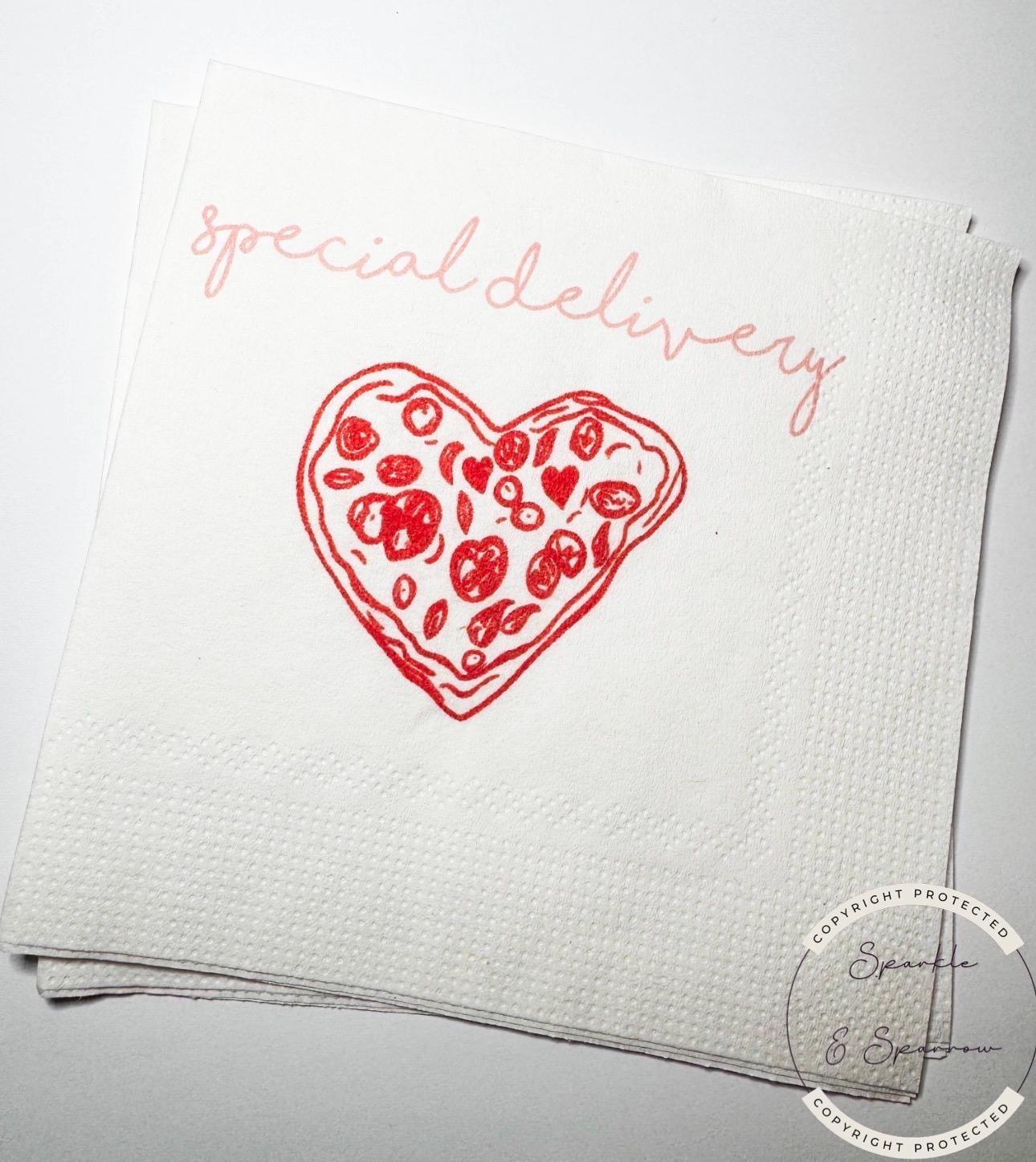Special Delivery Slice Slice Baby Ciao Baby Red Pizza Baby Shower Red Bow Italian Baby Shower Cocktail, Luncheon or Dinner Napkins Set of 25