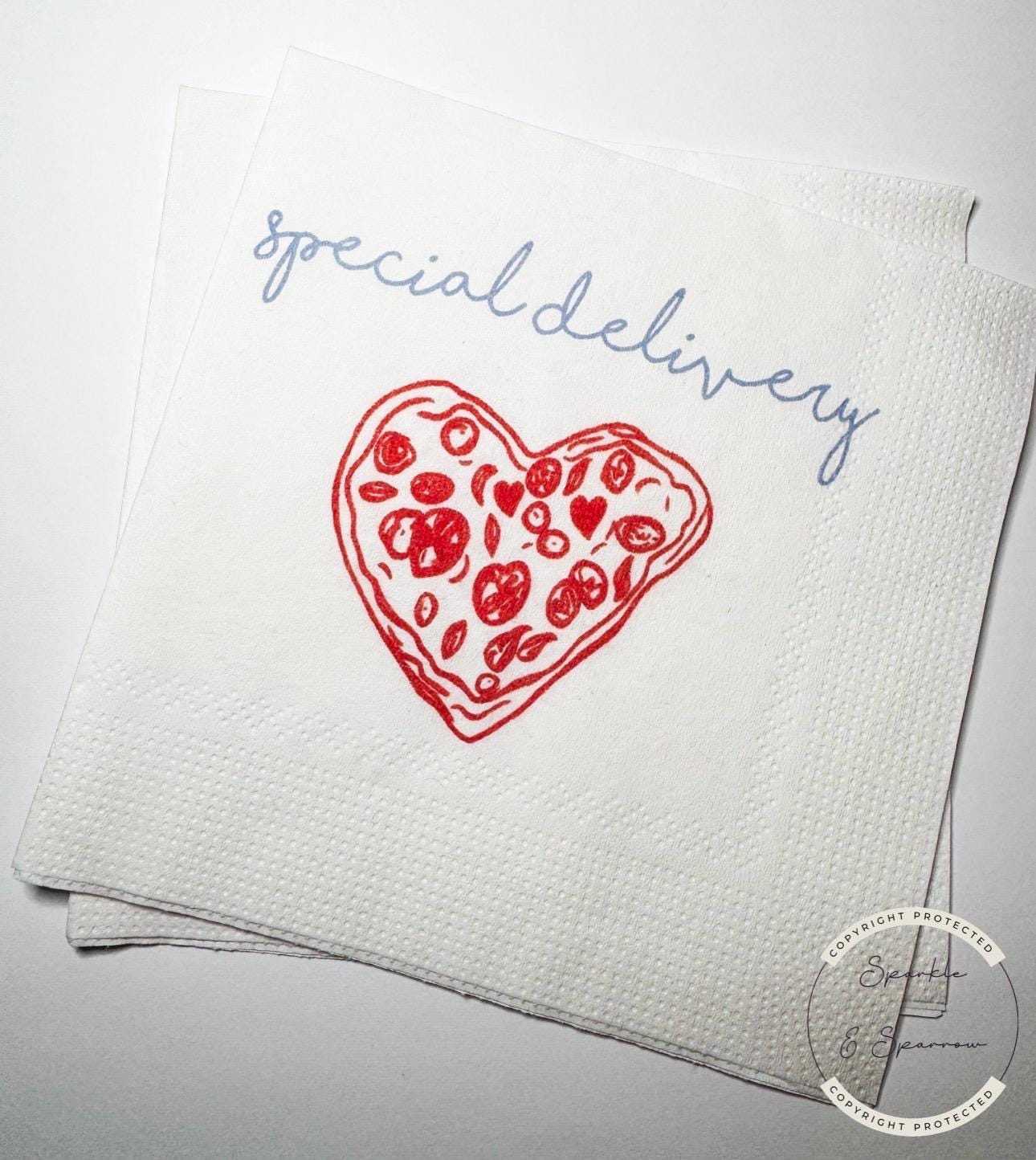 Special Delivery Slice Slice Baby Ciao Baby Red Pizza Baby Shower Red Bow Italian Baby Shower Cocktail, Luncheon or Dinner Napkins Set of 25