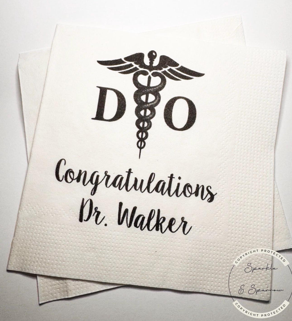Medical School Doctor Osteopathic Medicine Graduation DO Graduation Dr. Party Personalized Cocktail, Luncheon or Dinner Napkins Set of 25