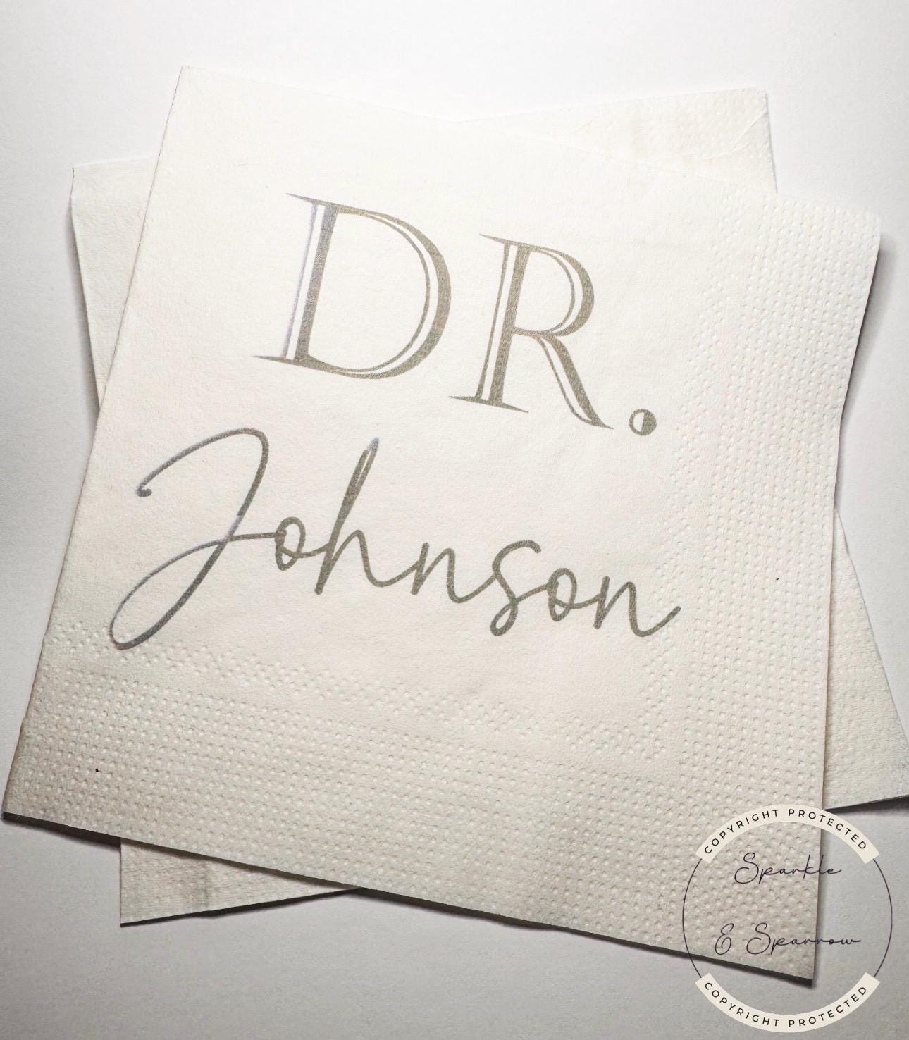 Medical School Doctor Med Graduation We Have a Doctor in the House Personalized Cocktail, Luncheon or Dinner Napkins Set of 25