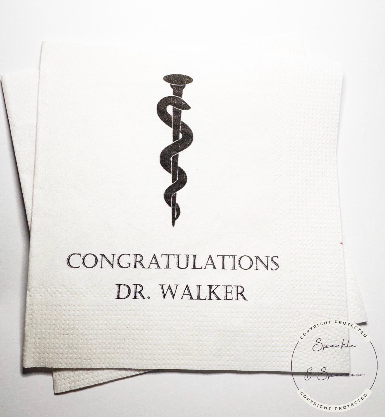 Medical School Doctor Osteopathic Medicine Graduation DO Graduation Dr. Party Personalized Cocktail, Luncheon or Dinner Napkins Set of 25