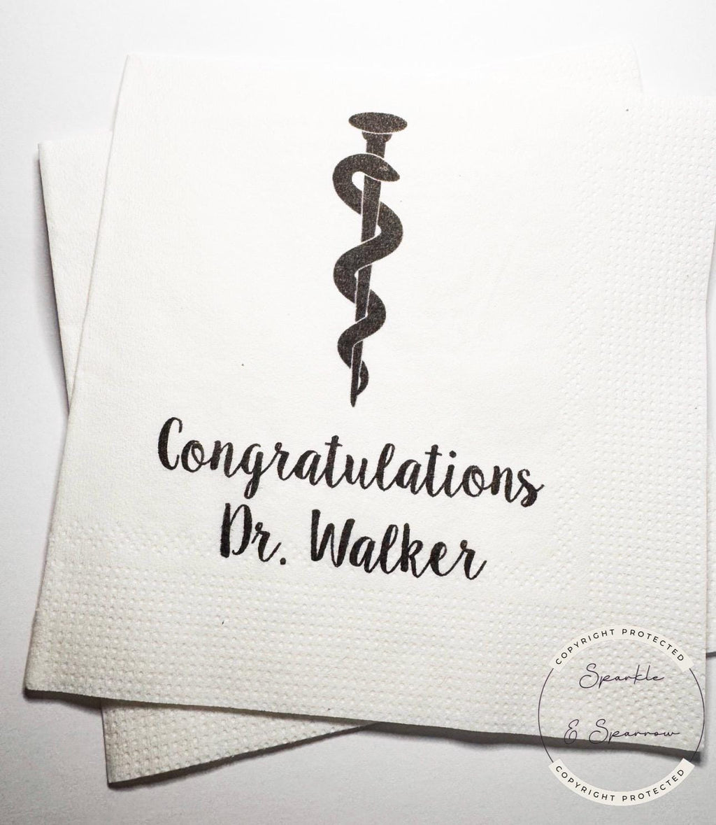 Medical School Doctor Osteopathic Medicine Graduation DO Graduation Dr. Party Personalized Cocktail, Luncheon or Dinner Napkins Set of 25