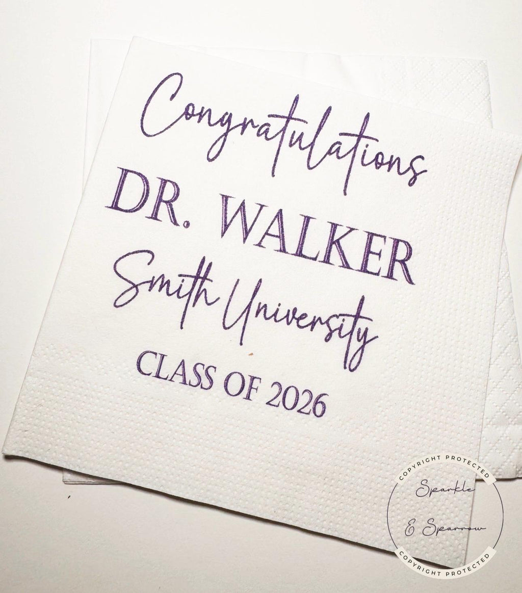 Medical School Graduation Doctor Med Graduation We Have a Doctor in the House Personalized Cocktail, Luncheon or Dinner Napkins Set of 25
