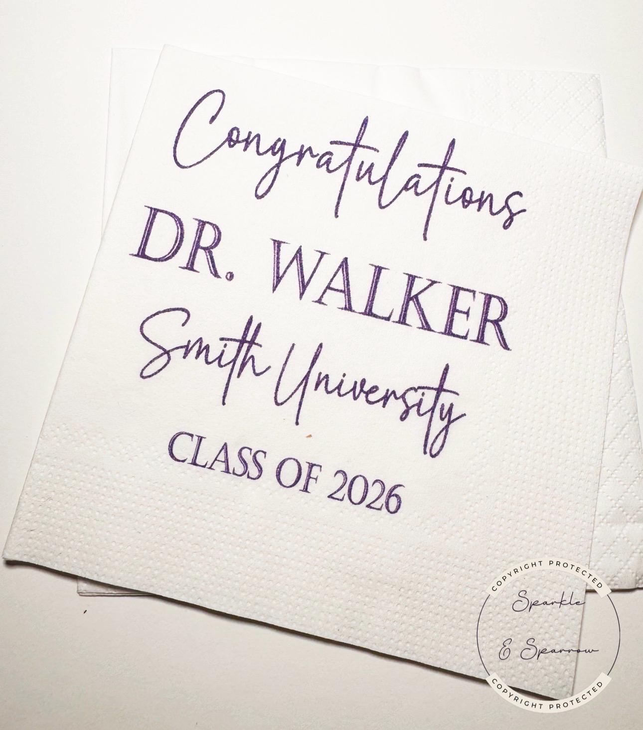 Medical School Graduation Doctor Med Graduation We Have a Doctor in the House Personalized Cocktail, Luncheon or Dinner Napkins Set of 25