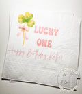 Lucky One Pink Bow Shamrock Birthday Party St. Patrick's Day Birthday Party Personalized Cocktail, Lunch or Dinner Napkins, Set of 25