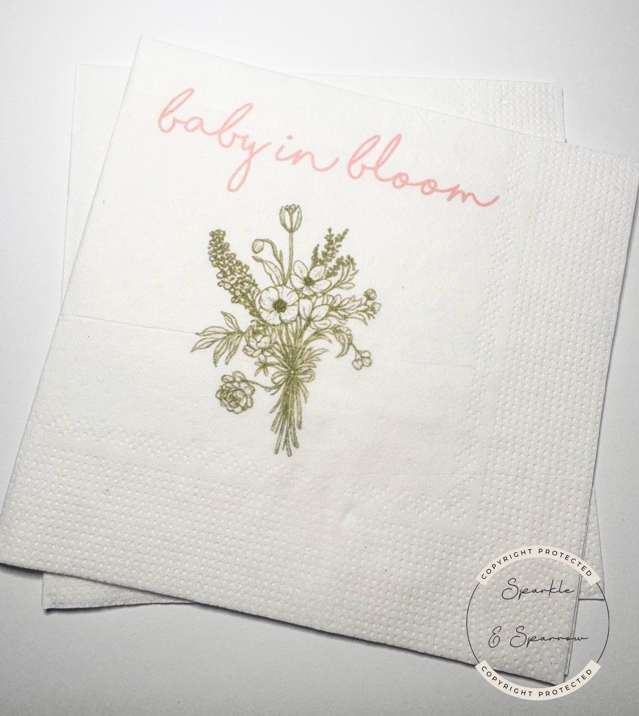 Baby in Bloom Spring Summer Baby Shower Wildflower Cocktail, Luncheon or Dinner Napkins Set of 25