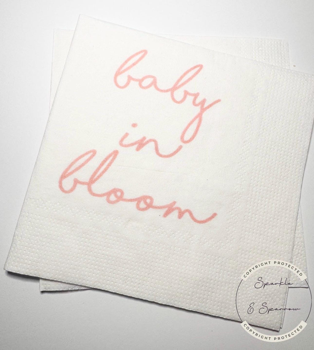 Baby in Bloom Spring Summer Baby Shower Wildflower Cocktail, Luncheon or Dinner Napkins Set of 25
