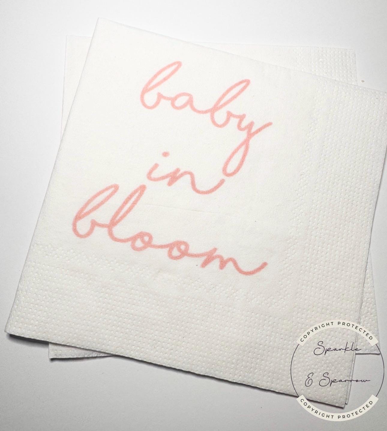 Baby in Bloom Spring Summer Baby Shower Wildflower Cocktail, Luncheon or Dinner Napkins Set of 25