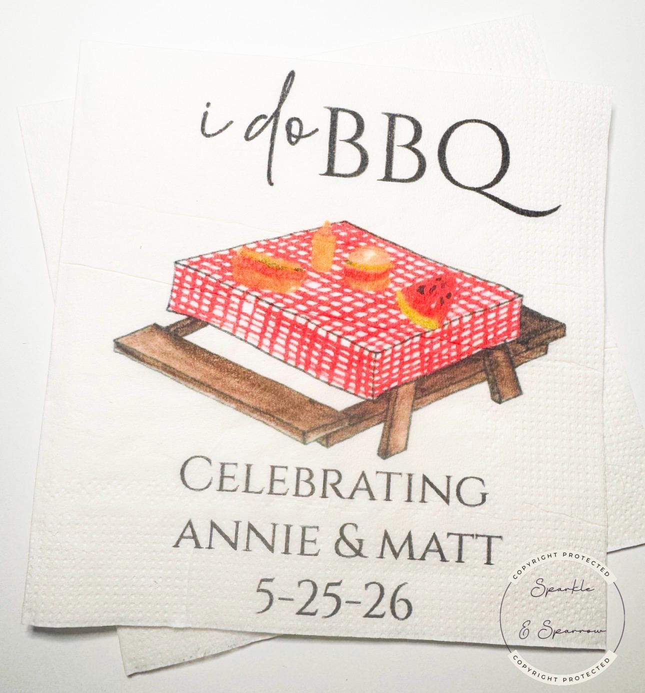 I Do BBQ Engagement Party Barbecue Summer Engagement Party Wedding BBQ Personalized Cocktail, Luncheon or Dinner Napkins Set of 25