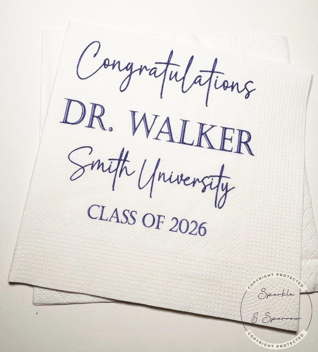 Medical School Graduation Doctor Med Graduation We Have a Doctor in the House Personalized Cocktail, Luncheon or Dinner Napkins Set of 25