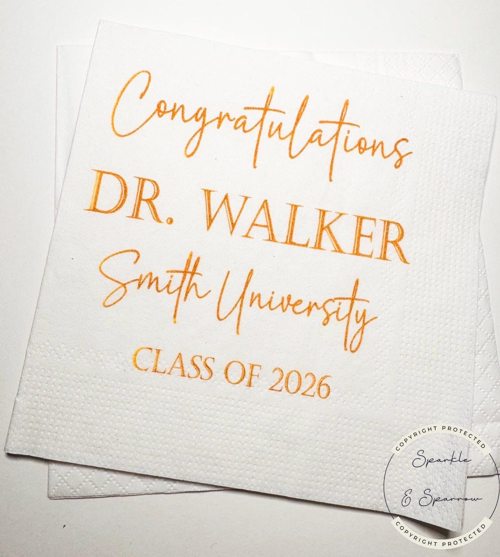 Medical School Graduation Doctor Med Graduation We Have a Doctor in the House Personalized Cocktail, Luncheon or Dinner Napkins Set of 25