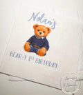 Teddy Bear Birthday Beary 1st Birthday First Birthday American Bear Preppy Bear Personalized Cocktail, Luncheon or Dinner Napkins Set of 25