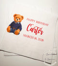Teddy Bear Birthday Beary Birthday First Birthday American Bear Preppy Bear Personalized Cocktail, Luncheon or Dinner Napkins Set of 25