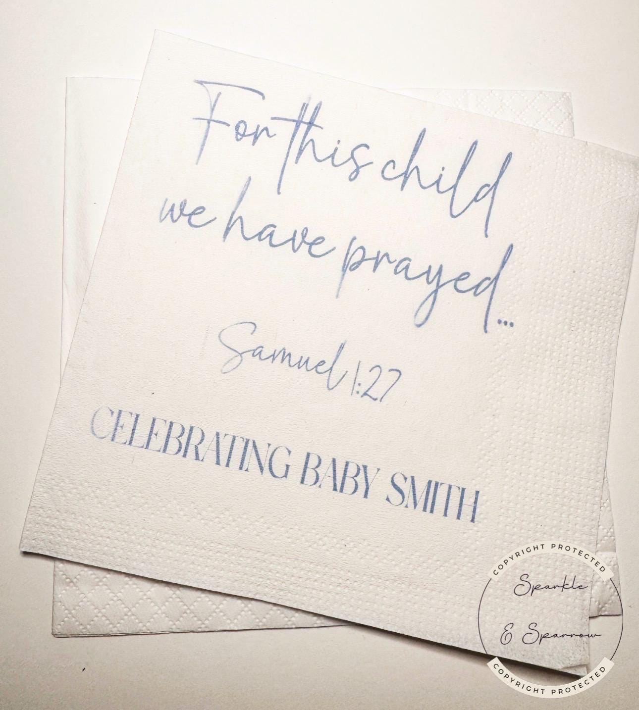 For This Child We Have Prayed Baby Shower Rainbow Baby Gender Reveal Christian Personalized Cocktail, Luncheon or Dinner Napkins Set of 25