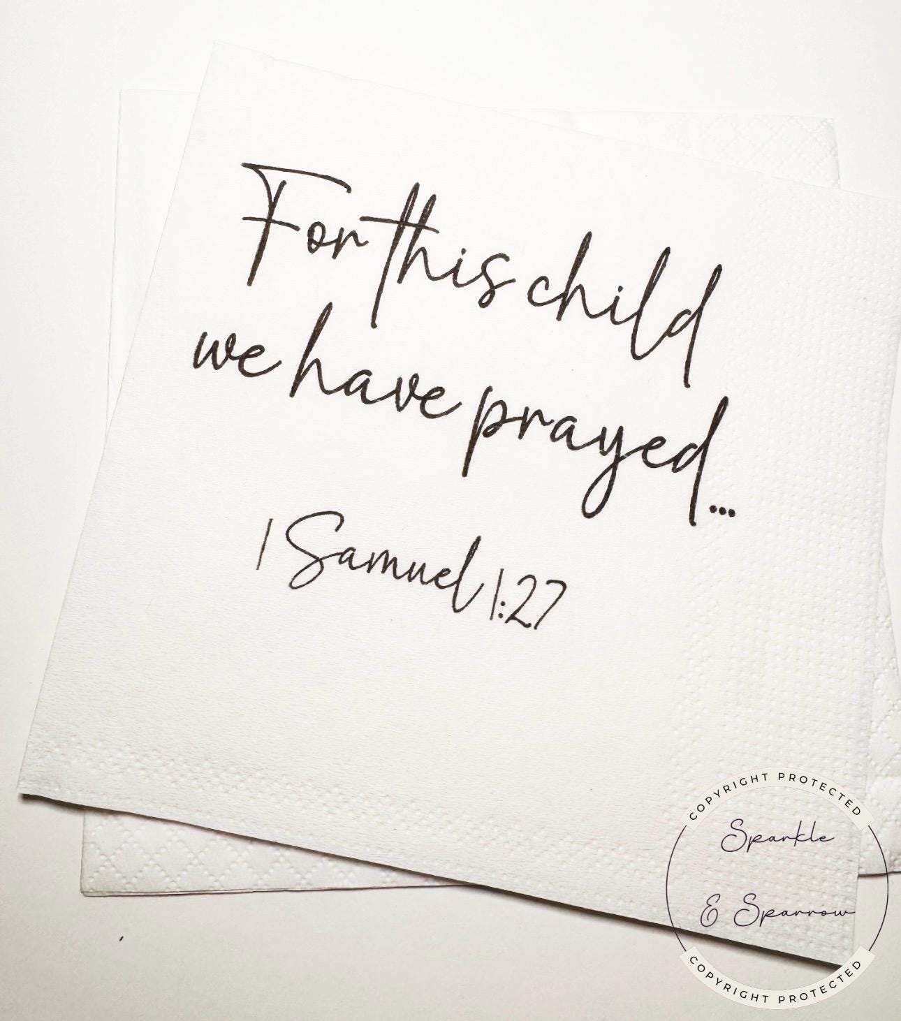 For This Child We Have Prayed Baby Shower Rainbow Baby Gender Reveal Cocktail, Luncheon or Dinner Napkins Set of 25
