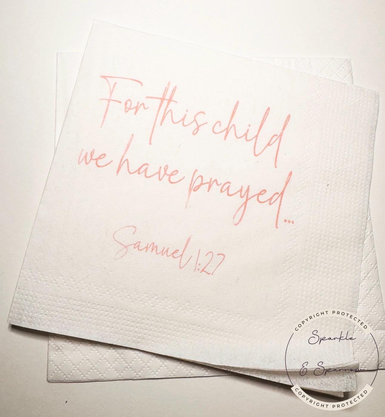 For This Child We Have Prayed Baby Shower Rainbow Baby Gender Reveal Cocktail, Luncheon or Dinner Napkins Set of 25