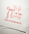 Wife of the Party Bridal Shower Bachelorette Red Bow Bachelorette Personalized Cocktail, Luncheon or Dinner Napkins Set of 25
