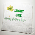 Lucky One Green Shamrock Birthday Party St. Patrick's Day Birthday Party Personalized Cocktail, Lunch or Dinner Napkins, Set of 25