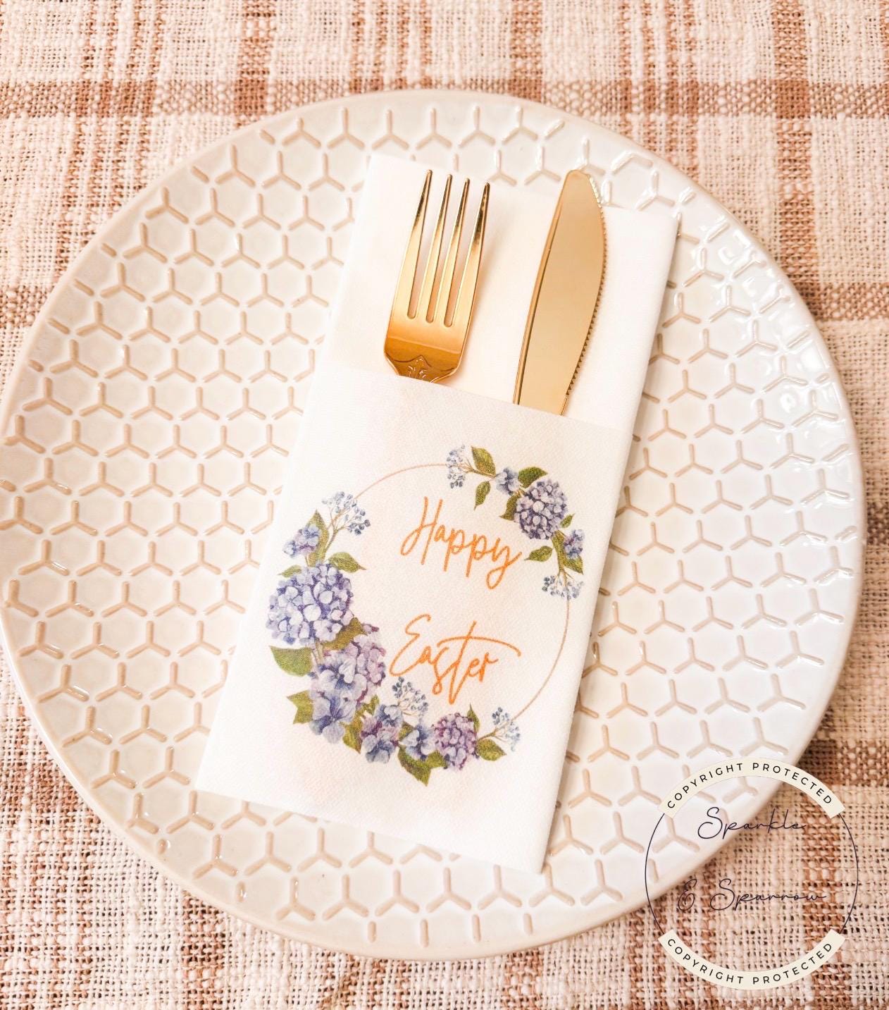 Easter Dinner Napkin Silverware Holder Easter Guest Towel Flatware Holder Place Holder Custom Easter Table Decor