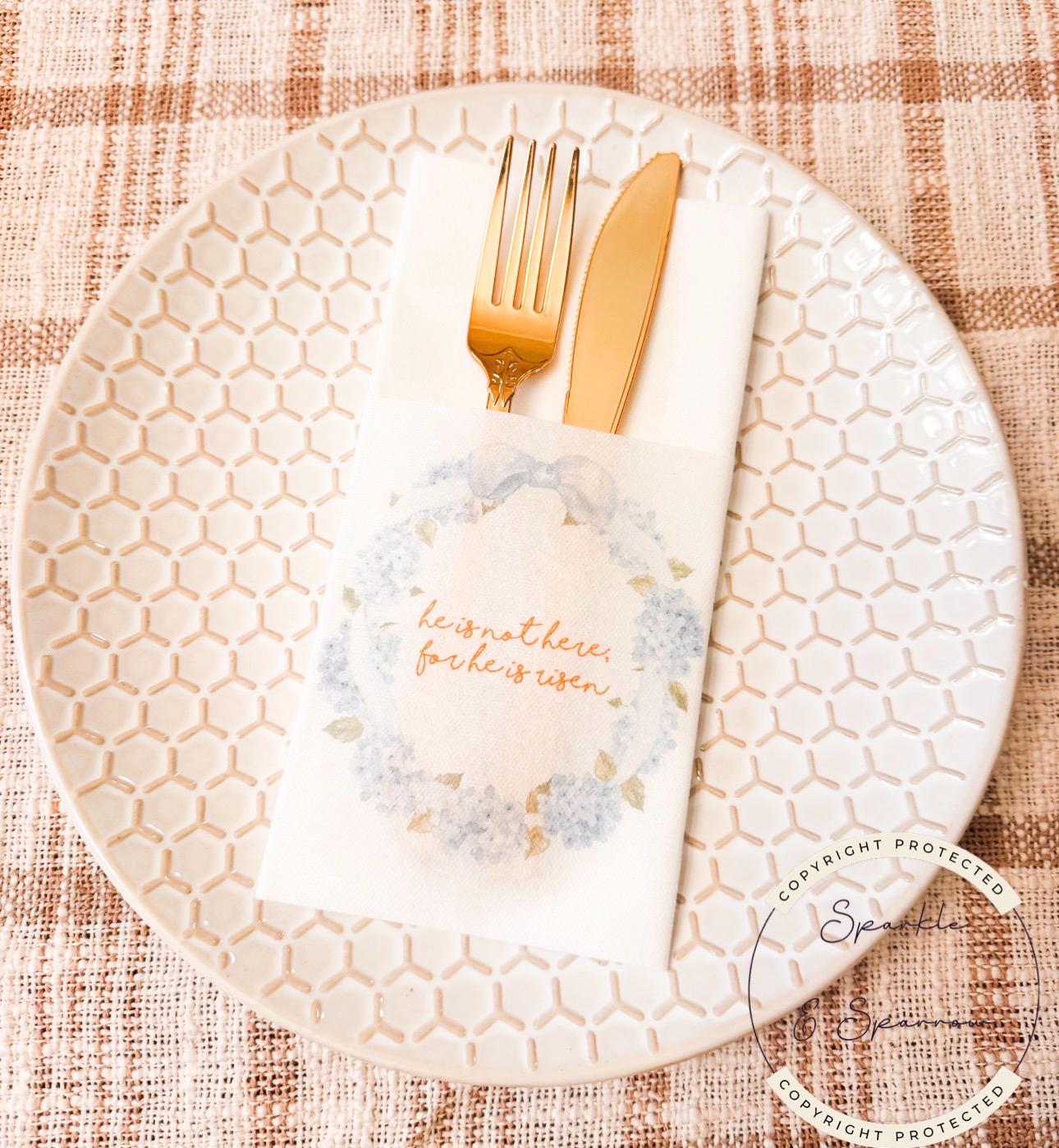 Easter Dinner Napkin Silverware Holder Easter Guest Towel Flatware Holder Place Holder Custom Easter Table Decor