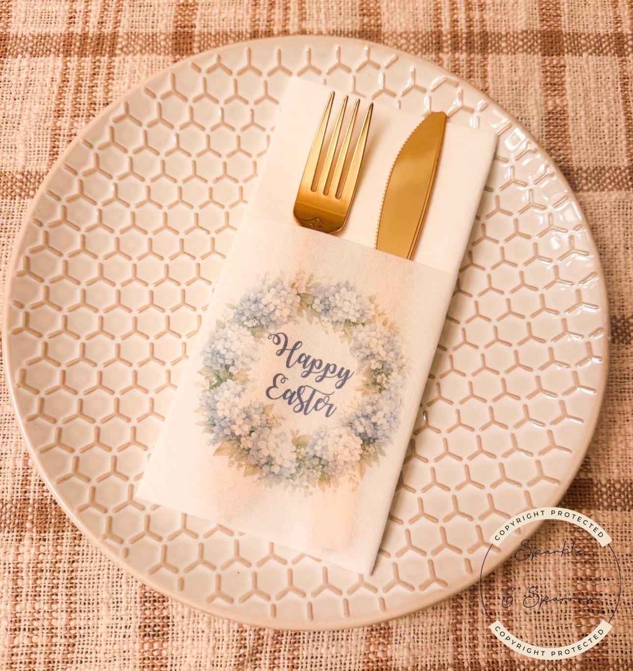 Easter Dinner Napkin Silverware Holder Easter Guest Towel Flatware Holder Place Holder Custom Easter Table Decor