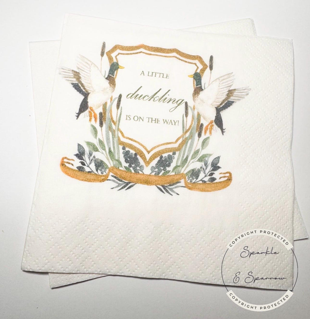 Duck Baby Shower Little Duckling is on the Way Mallard Duck Gender Neutral  Baby Shower Cocktail, Luncheon or Dinner Napkins Set of 25
