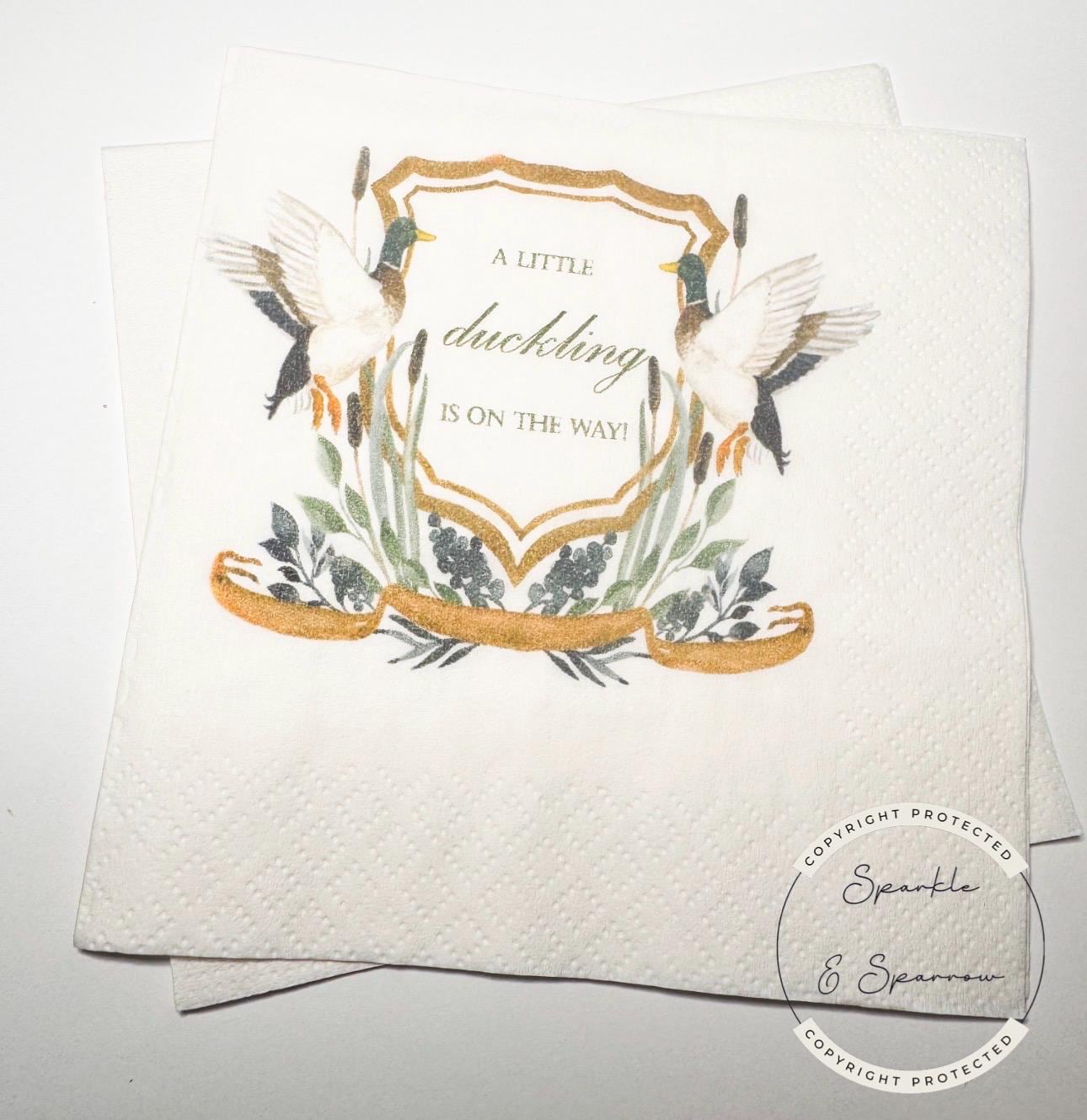 Duck Baby Shower Little Duckling is on the Way Mallard Duck Gender Neutral  Baby Shower Cocktail, Luncheon or Dinner Napkins Set of 25