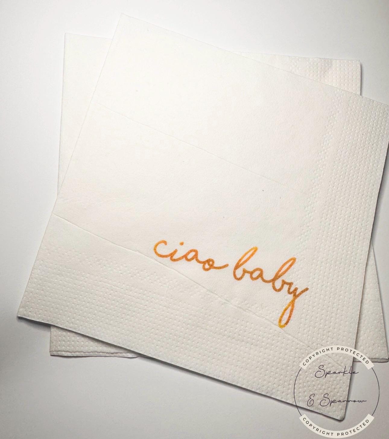Ciao Baby Gold Italian Baby Shower Ciao Bambino Gold Baby Shower Summer Lemon Cocktail, Luncheon or Dinner Napkins Set of 25