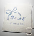 Blue Bow Graduation Party Class of 2026 She Did It Graduation Party Light Blue Bow Graduation Cocktail, Luncheon or Dinner Napkins Set of 25