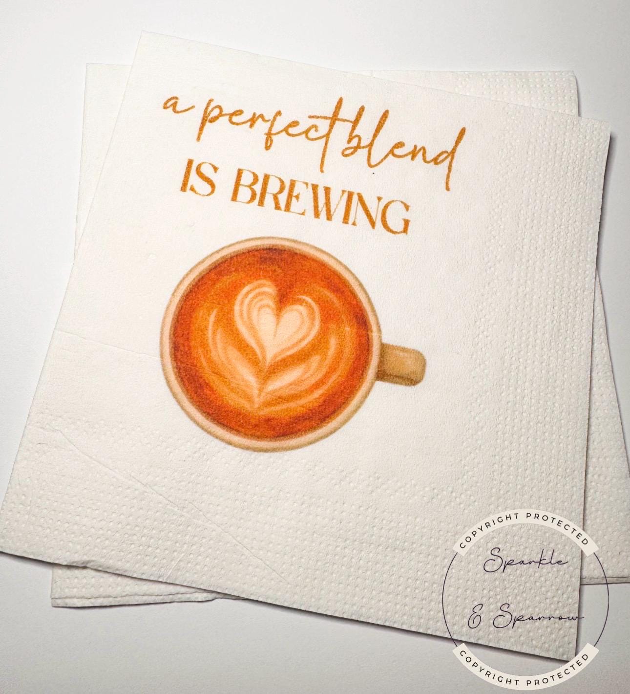 A Perfect Blend is Brewing Coffee Bar Wedding Coffee Bridal Shower Perfect Blend Love Brewing Cocktail, Luncheon or Dinner Napkins Set of 25