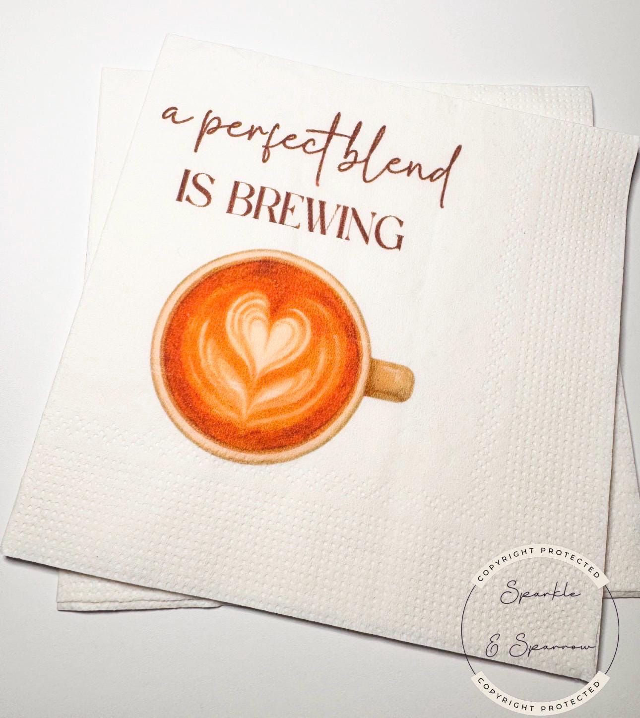 A Perfect Blend is Brewing Coffee Bar Wedding Coffee Bridal Shower Perfect Blend Love Brewing Cocktail, Luncheon or Dinner Napkins Set of 25