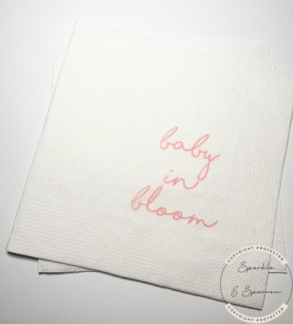 Baby in Bloom Spring Summer Baby Shower Wildflower Cocktail, Luncheon or Dinner Napkins Set of 25
