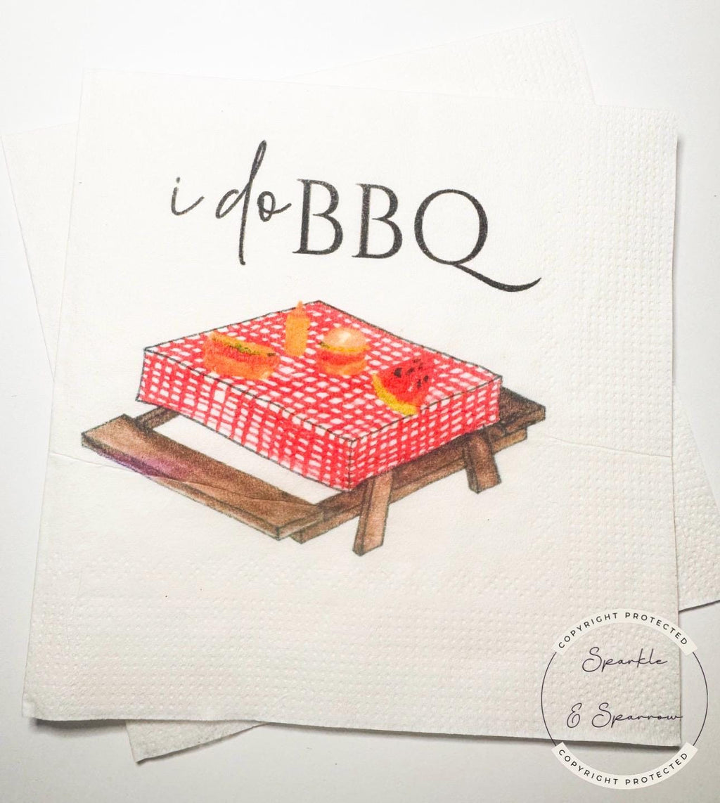 I Do BBQ Engagement Party Barbecue Summer Engagement Party Wedding BBQ Cocktail, Luncheon or Dinner Napkins Set of 25