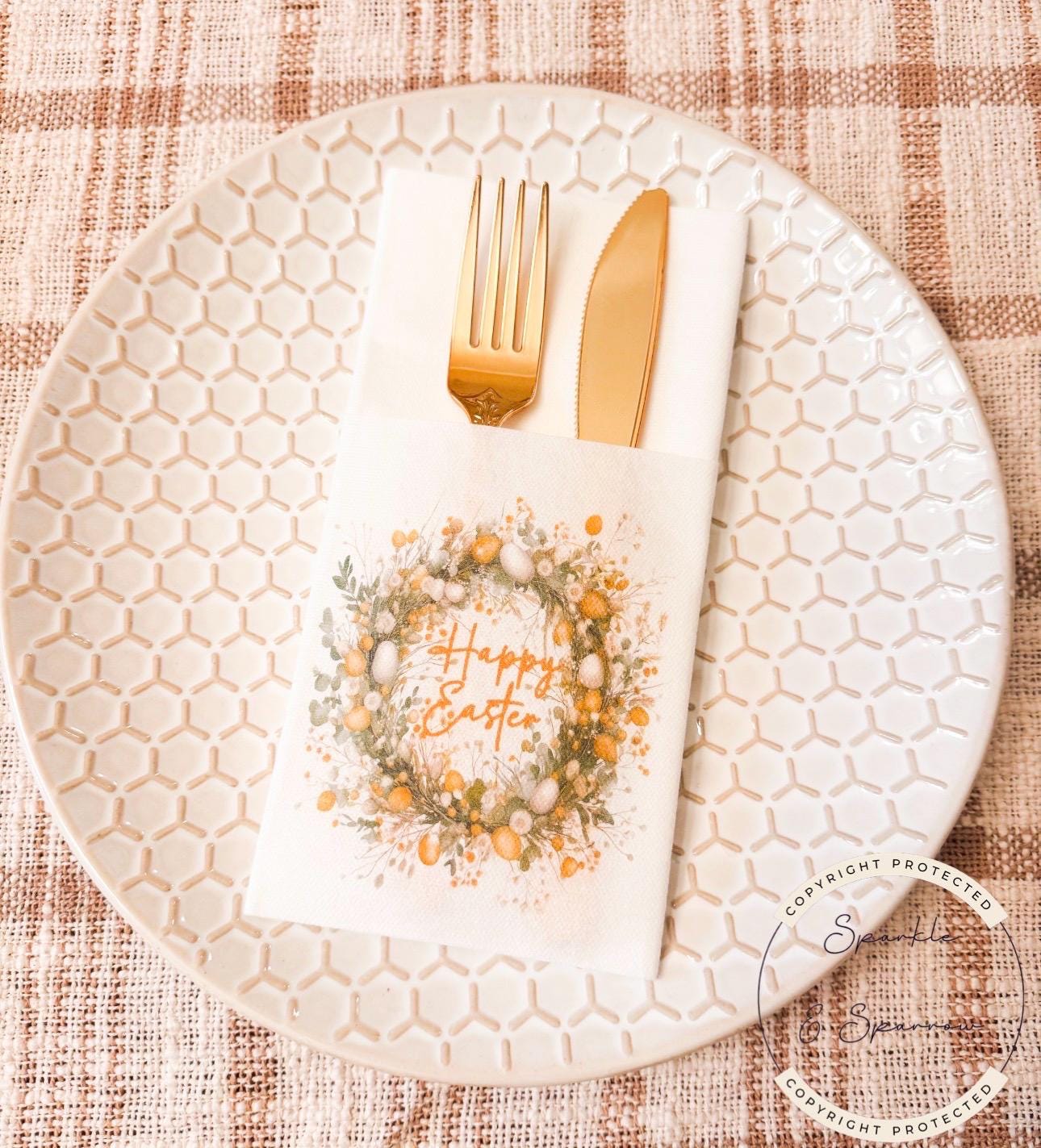 Easter Dinner Napkin Silverware Holder Easter Guest Towel Flatware Holder Place Holder Custom Easter Table Decor