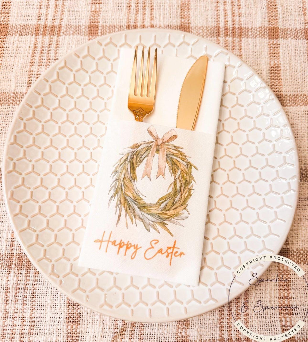 Easter Dinner Napkin Silverware Holder Easter Guest Towel Flatware Holder Place Holder Custom Easter Table Decor