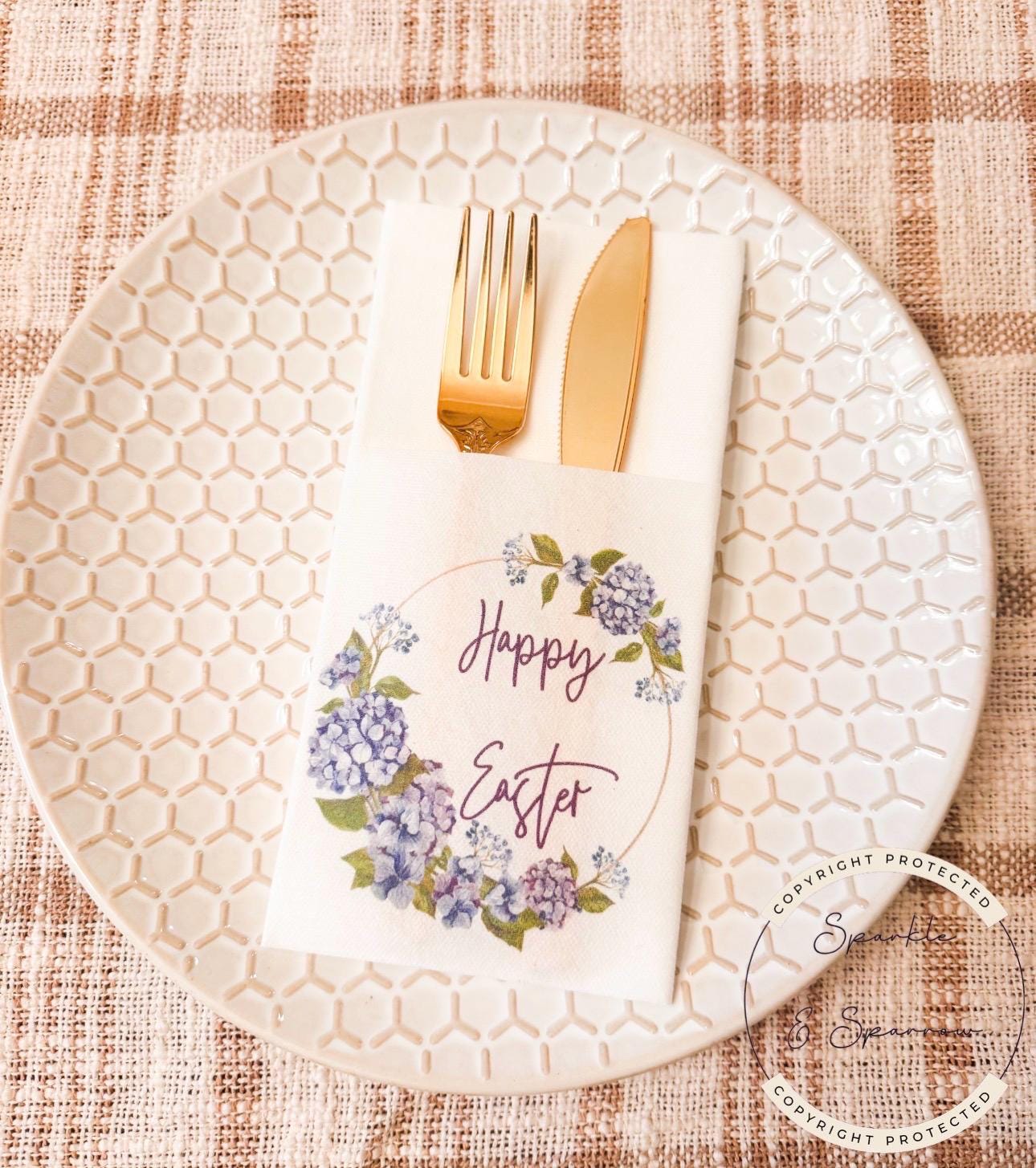 Easter Dinner Napkin Silverware Holder Easter Guest Towel Flatware Holder Place Holder Custom Easter Table Decor