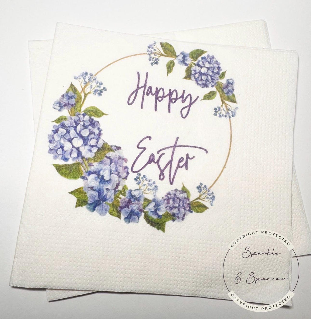 Easter Lunch Easter Meal Spring Decor Hydrangea Floral Easter Table Decor Cocktail, Luncheon or Dinner Napkins Set of 25