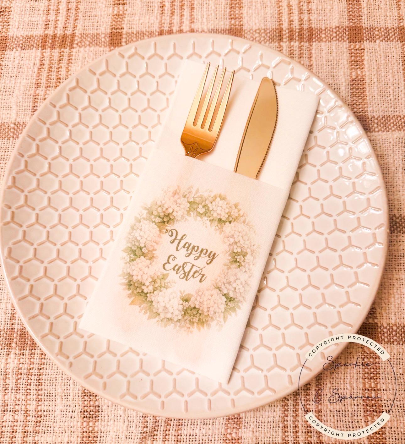 Easter Dinner Napkin Silverware Holder Easter Guest Towel Flatware Holder Place Holder Custom Easter Table Decor