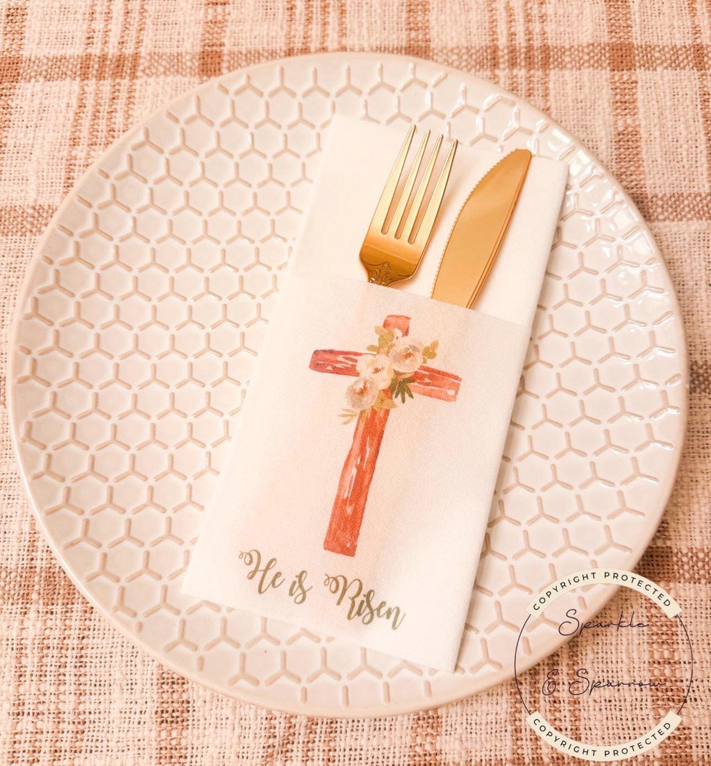 Easter Dinner Napkin Silverware Holder Easter Guest Towel Flatware Holder Place Holder Custom Easter Table Decor