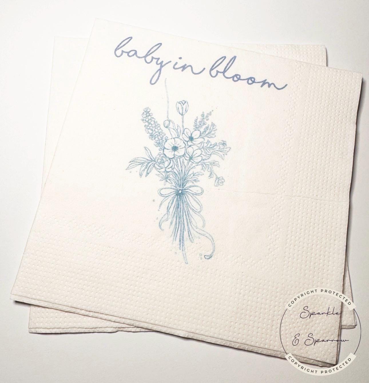 Baby in Bloom Spring Summer Baby Shower Wildflower Pink Floral Baby Shower Cocktail, Luncheon or Dinner Napkins Set of 25