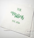 Monogrammed Wedding Napkins Wedding Reception Bridal Shower Personalized Green Wedding Cocktail, Luncheon or Dinner Napkins Set of 25