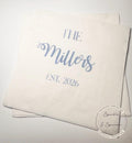 Monogrammed Wedding Napkins Wedding Reception Bridal Shower Personalized Blue Wedding Cocktail, Luncheon or Dinner Napkins Set of 25