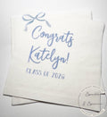 Blue Bow Graduation Party Class of 2026 She Did It Graduation Party Personalized Graduation Cocktail, Luncheon or Dinner Napkins Set of 25