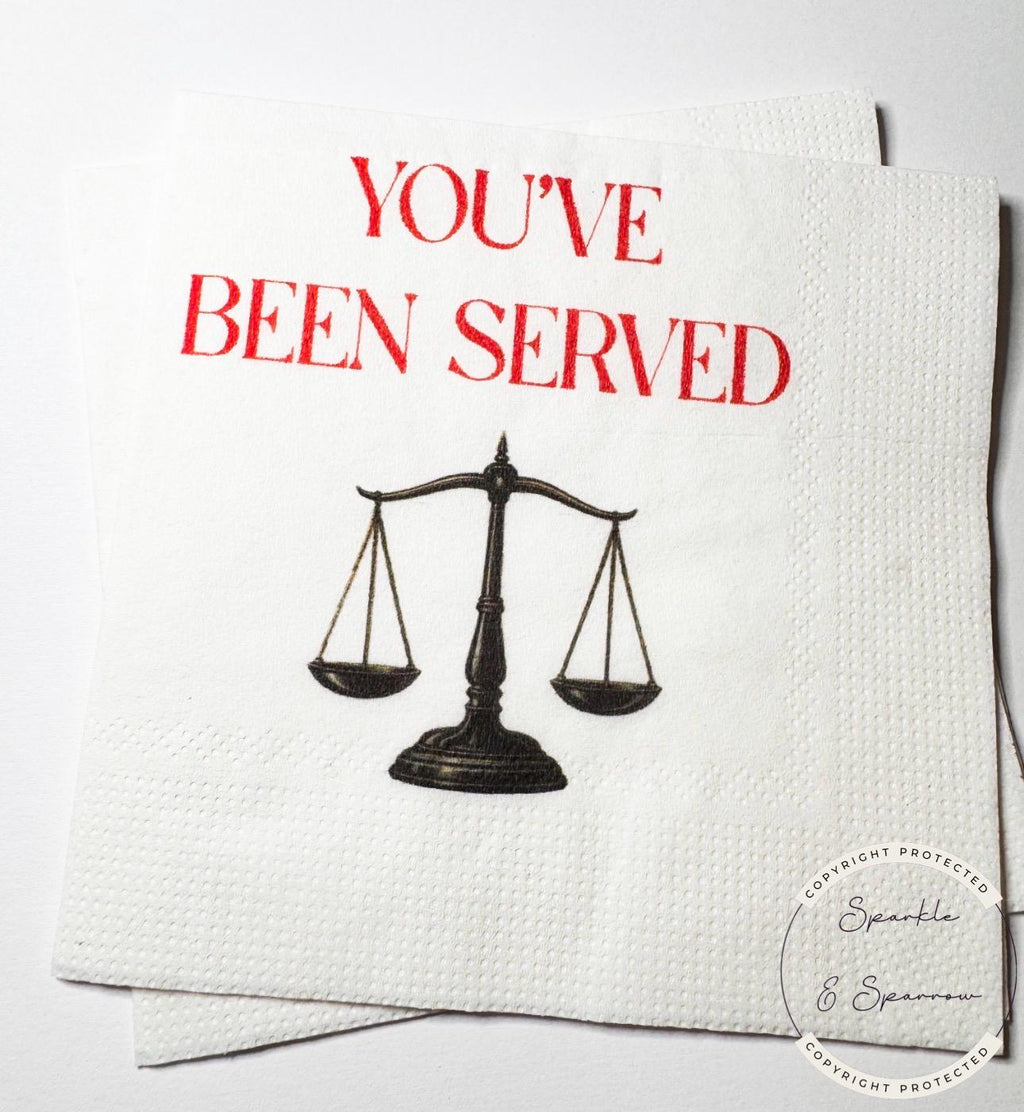 You've Been Served Law School Graduation Cocktail, Luncheon or Dinner Napkins Set of 25