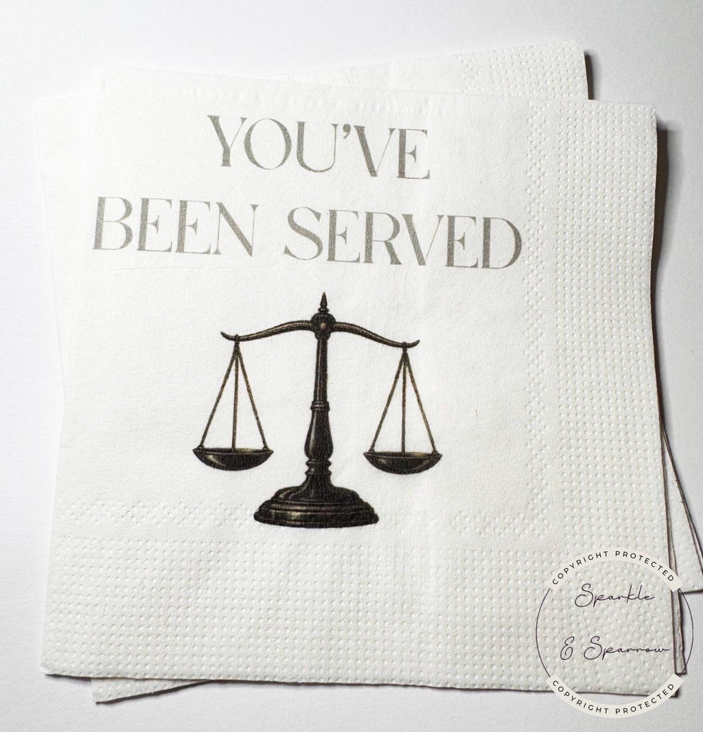 You've Been Served Law School Graduation Cocktail, Luncheon or Dinner Napkins Set of 25