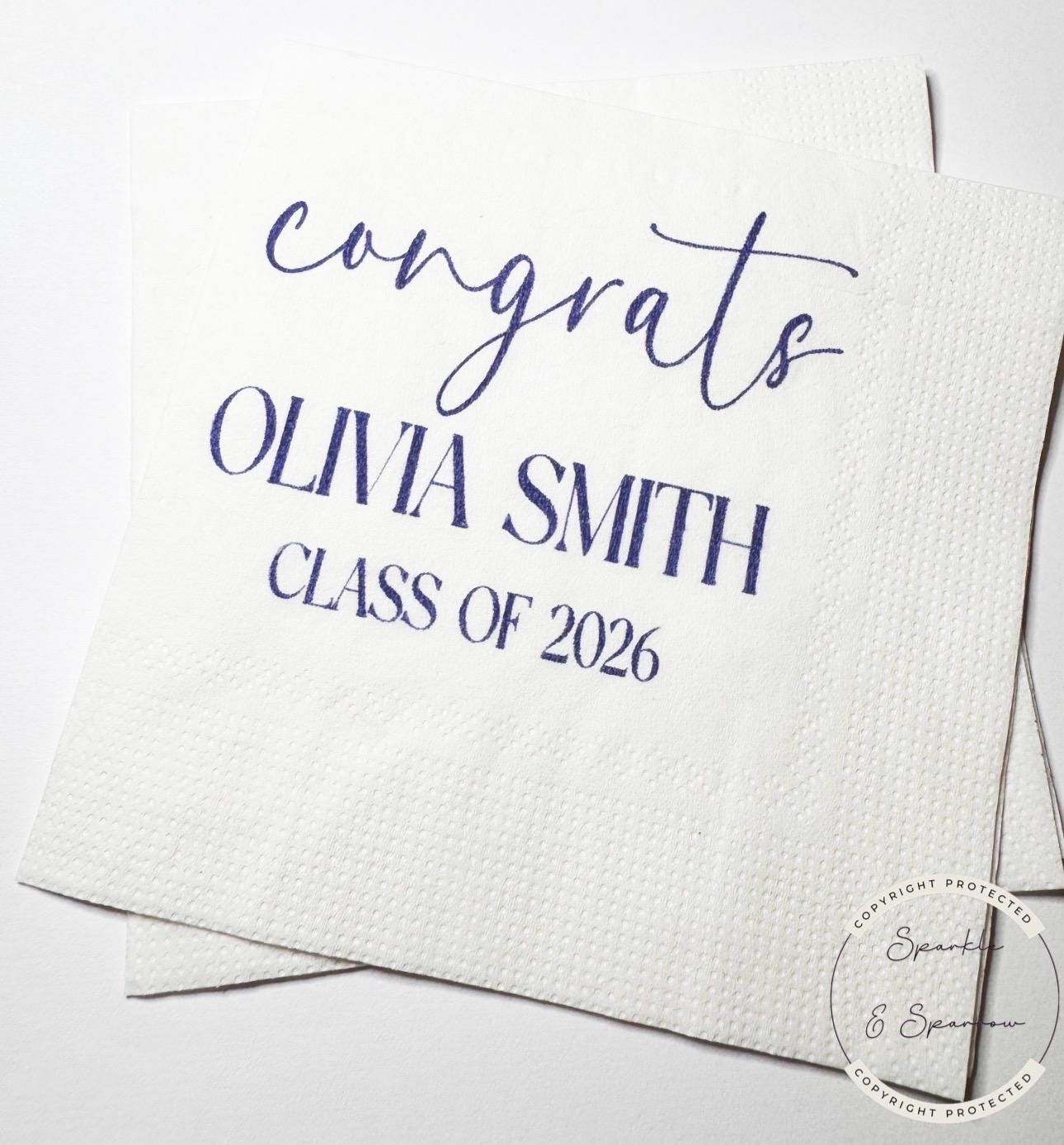 Graduation Party Class of 2026 High School Graduation College Graduation Party Personalized Cocktail, Luncheon or Dinner Napkins Set of 25