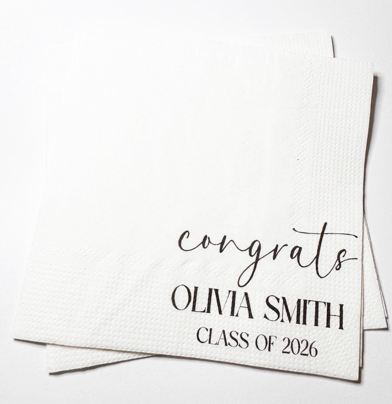 Graduation Party Class of 2026 High School Graduation College Graduation Party Personalized Cocktail, Luncheon or Dinner Napkins Set of 25